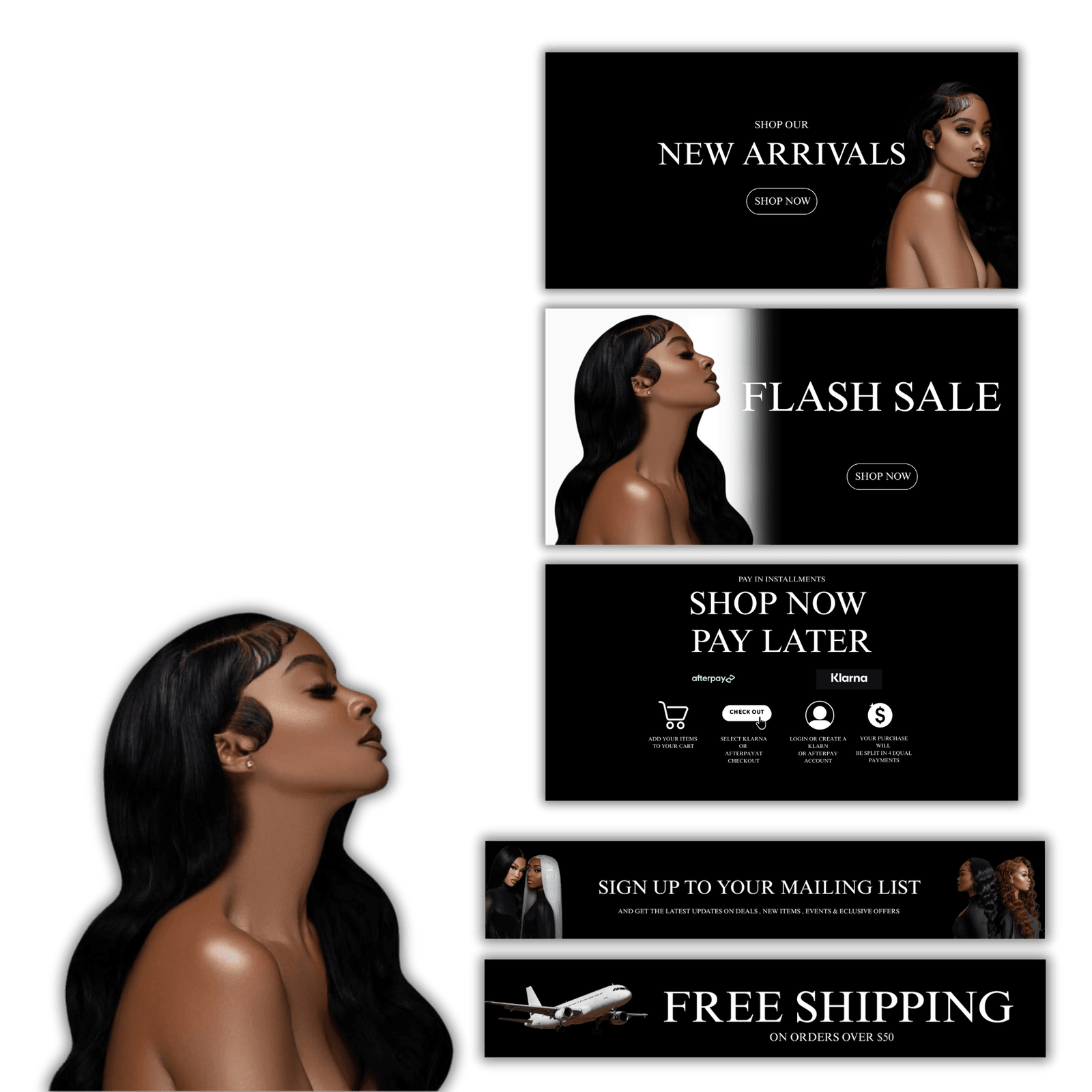 Luxury Hair Brand Website Banner Bundle