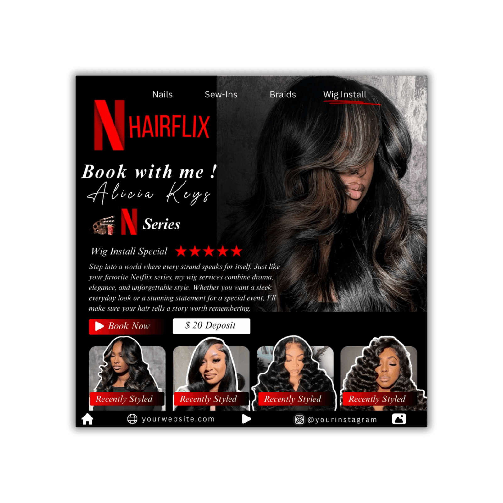 HairFlix Themed Booking Flyer Template