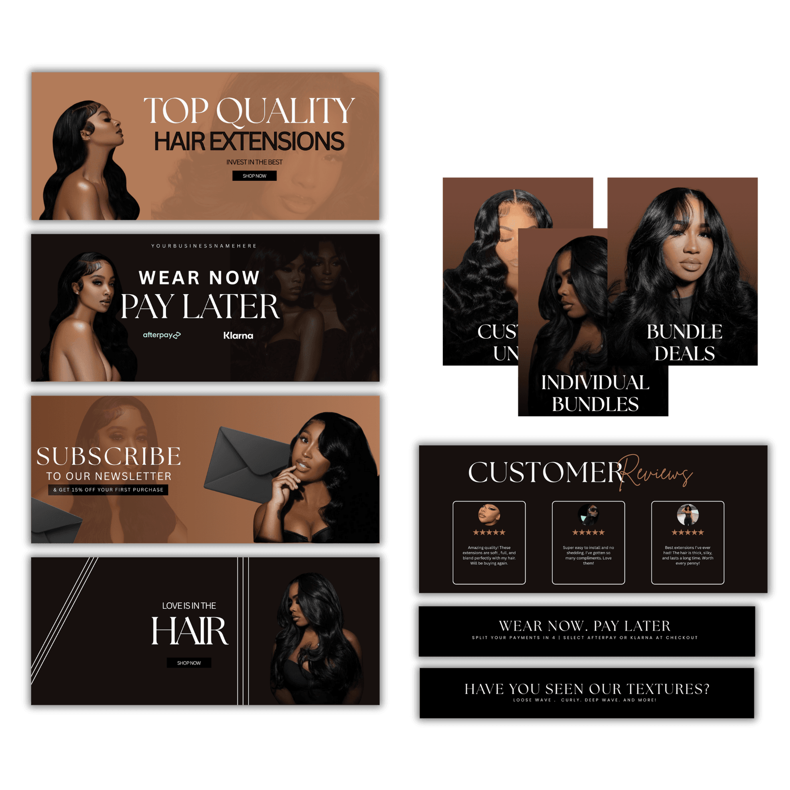 Luxury Hair Brand Website Banner Bundle