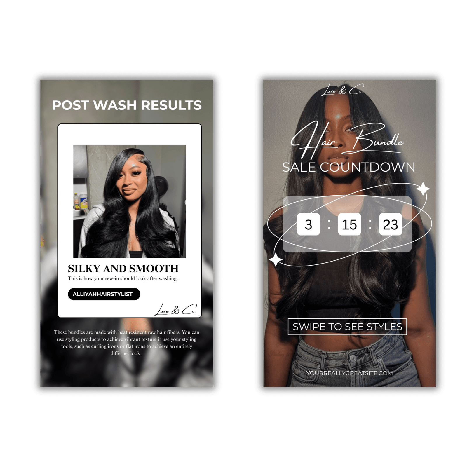 Luxury Hair Instagram Story Bundle | 10 Editable Templates - Image 3